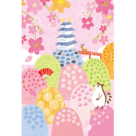 Ngagolak 桜 イラスト 絵葉書