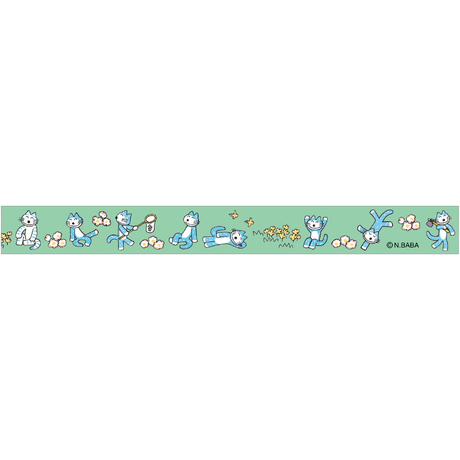 11ぴきのねこ 馬場のぼる<br> 透明マスキングテープ15（花畑）