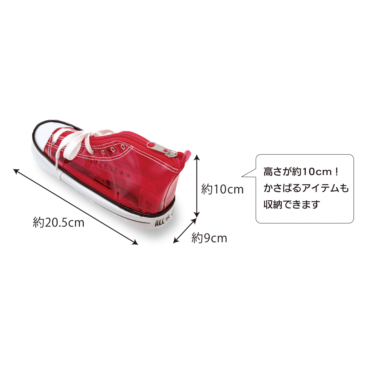 CONVERSE コンバースオールスター<br> ハイ クリアペンポ-チ(red)