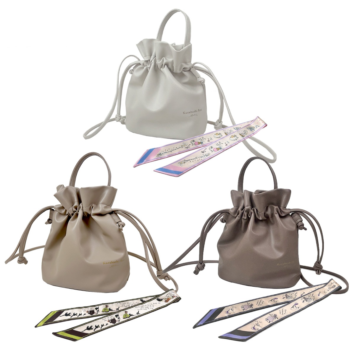 KR巾着サコッシュスカーフ付きVarロゴ無し